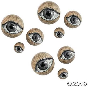 Fun Express Eyeballs Orbs 9 Orbs, 3 Different Sizes, Halloween Decorations, Mantle, Fireplace, Tableside and Table Decor, Great for Spooky Holiday Parties