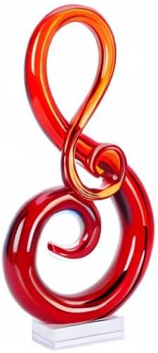 Murano Glass Sculpture - Large Red Hand Blown Glass Figurines, Modern Decor Crystals - Luxury Home Living Room Office Console Table Decor