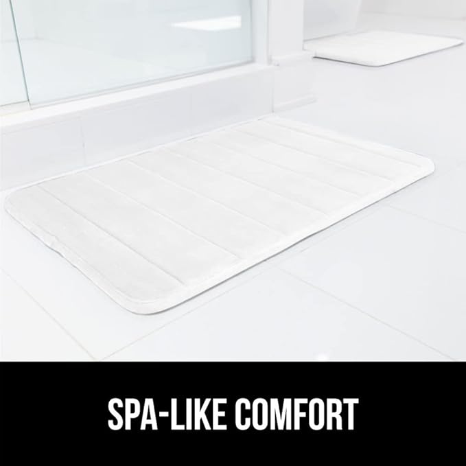 GORILLA GRIP Memory Foam Bath Mat, Soft Absorbent US Designed Bathroom Rug, Gripping Dots Machine Washable Bathmat, Cushioned Floor Mats, Shower Sink Rugs Room Décor Accessories, 60x24 White