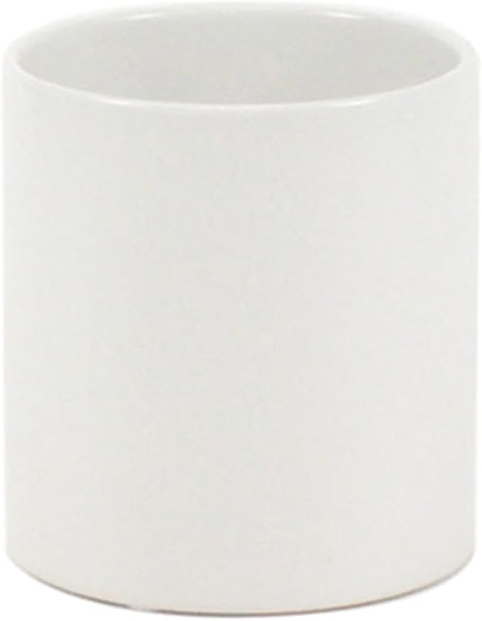 WGVI Matte White Ceramic Cylinder Vase Width 3.75" Height 4", Flower Arrangements, Candle Holder, Terrarium Planter Pot, Tabletop Storage Container Organizer Pen Brush Holder, Bulk Wholesale, 6 Pcs