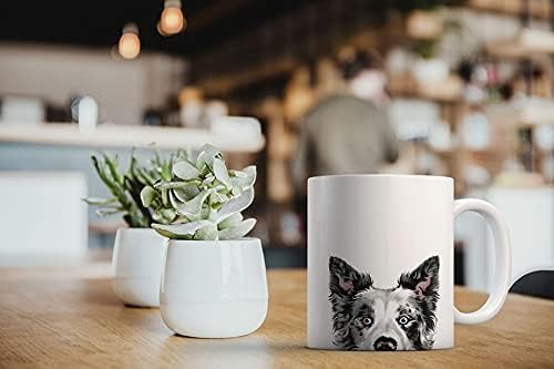 MUGBREW Black Merle Border Collie Dog Ceramic Coffee Mug Tea Cup, 11 OZ