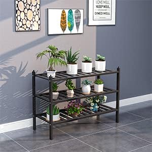 Shoe Rack, 3-Tier Bamboo Stackable Shelf Storage Organizer, Stand for Closet, Entryway, Hallway, Bathroom and Living Room(Black)
