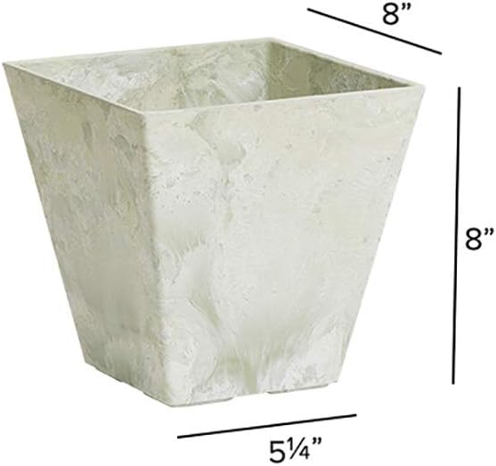 ArtStone 35086 Ella Square Planter, 8-Inch, Mint