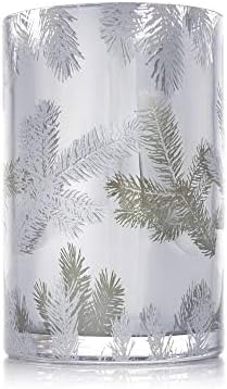 Thymes Frasier Fir Candles - Statement Collection - Silver with Pine Needle Design - Scented Candles for Home Decor - Notes of Siberian Fir Needles, Cedarwood & Sandalwood - Medium Luminary (20 oz)