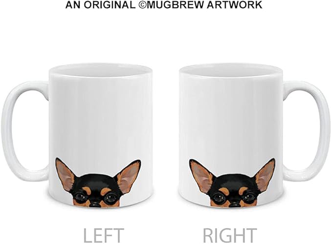 MUGBREW Black Tan Chihuahua Ceramic Coffee Mug Tea Cup, 11 OZ