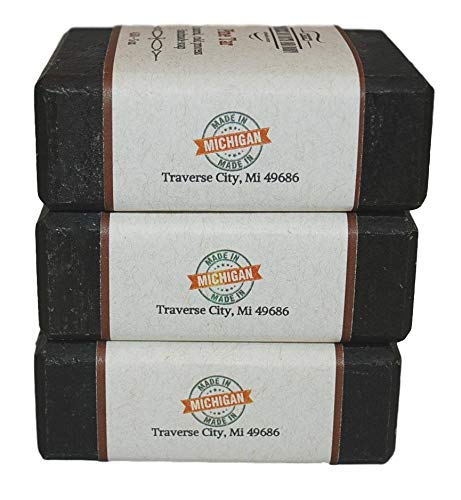 Pine Tar Soap - Natural Cold Process Handmade Soap with Essential Oils- Pine Tar Soap For Men With Activated Charcoal & Colloidal Oatmeal. Made in USA- 3 Bar Pack 15 + Oz