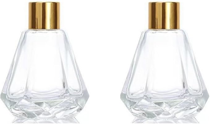 2Pcs 60ml/2oz Diffuser Bottles Empty Refillable Glass Diffuser Jars Aromatherapy Container Fragrance Accessories Use for DIY Replacement Diffuser Sticks Home Bathroom Decor