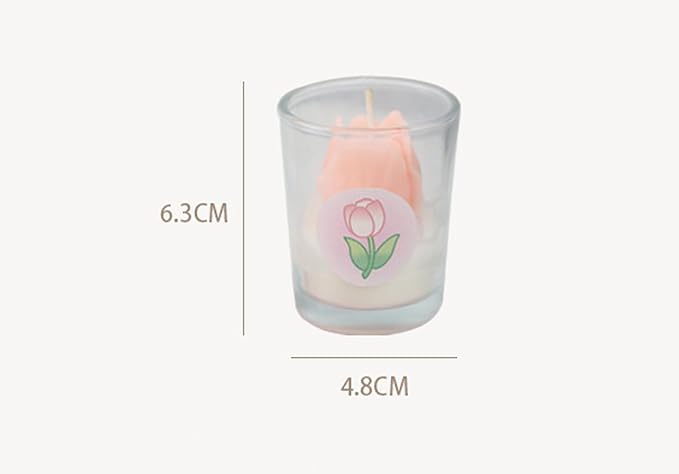 Tulip Flower Healing Scented Candle Glass Jar,110G Handmade Flower Bouquet Scented Soy Wax Aroma Decorative Candle for Table Photo Prop Gift,Prefect for Meditation Stress Relief Mood (Red)