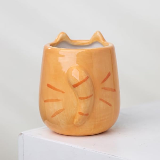 Kitten Animal Ceramic Planter for Indoor and Outdoors, 3 x 3 x 4 in., Cute Hand Painted Designed in Argentina, Convenient Drain Hole