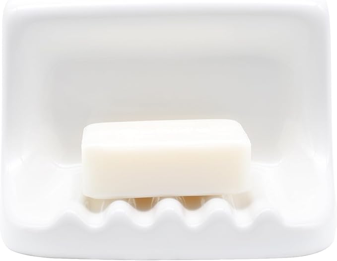 White Vintage Mounted Ceramic Soap Dish for Shower Wall,Retro Ceramic Soap Holder Porcelain Soap Tray for Home Bathtub Bathroom Sink Shower Wall Easy to Clean Keep Soap Dish Dry