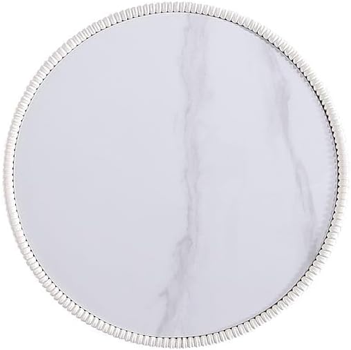 Manhattan Comfort Anderson Modern 18" Round End Table 2.0 | Ceramic Marble Tabletop, Elegant Pleated Leatherette Design & Gold Stainless Steel Base, Fully Assembled Accent Furniture, Set of 2, Cream