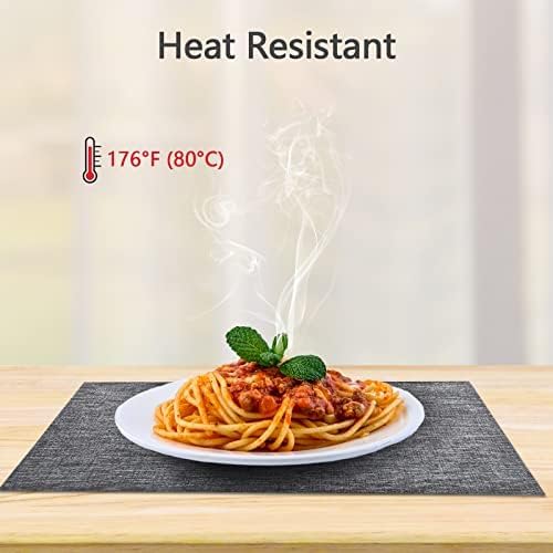 DACHUI Placemats Set of 6, Linen Look Woven Place Mats, Water Resistant, Heat Resistant, Washable, Durable Table Mats (Grey)