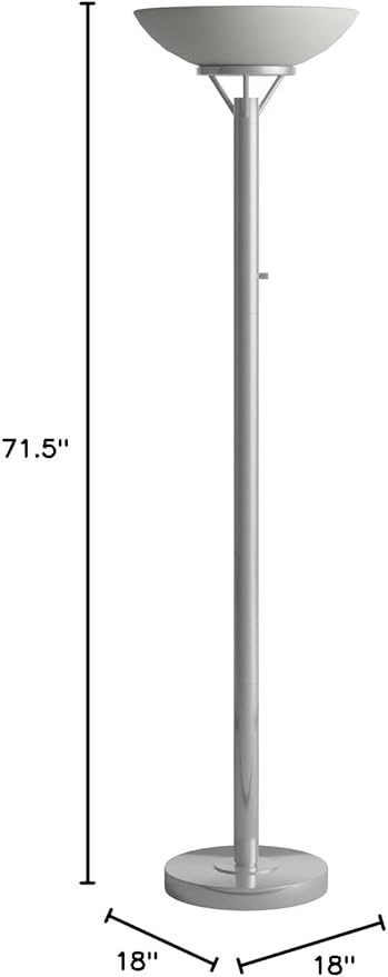 Adesso Floor Lamp with Brushed Steel and Chrome Finish - Perfect Lighting for Bedroom, Living Room and Corner Décor