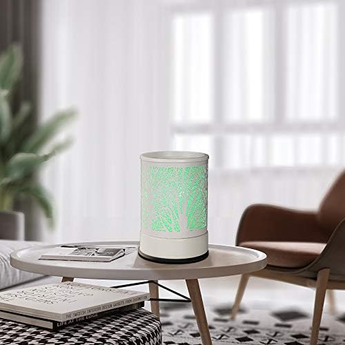 Scented Oil Wax Melt Warmer with 7 Colors Changing Led Light White Forest Design Fragrance Wax Candle Warmer for Home Décor
