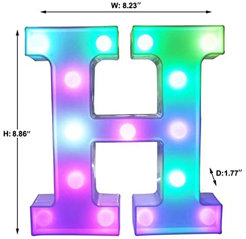 Pooqla Colorful LED Marquee Letter Lights with Remote – Light Up Marquee Signs – Party Bar Letters with Lights Decorations for The Home - Multicolor H