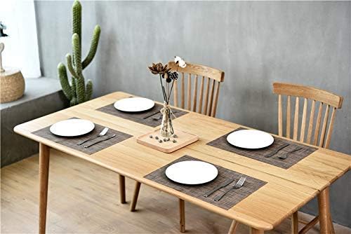Zupro Placemats Set of 4 for Kitchen Dining Table Washable Braided Table Mats Heat-Resistant Placemats Non-Slip Woven PVC Vinyl Place Mats for Everyday use or Holidays Dinner 18"x12"(Hemp Brown)