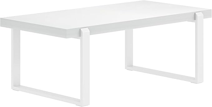 FOLUBAN White Coffee Table, Modern Rustic Wood and Metal Center Table, Rectangle Cocktail Tea Table for Living Room, 47 Inch