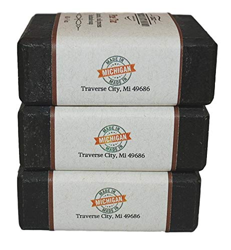 Pine Tar Soap - Natural Cold Process Handmade Soap with Essential Oils- Pine Tar Soap For Men With Activated Charcoal & Colloidal Oatmeal. Made in USA- 3 Bar Pack 15 + Oz