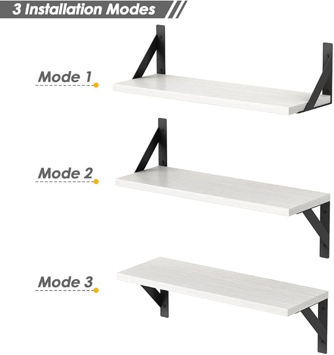 Forbena White Floating Shelves for Wall Decor Set of 3, 17 x 6 Inches Bathroom Shelf Over Toilet, Small Modern Mounted Shelves for Kids Bedroom Nursery Office Living Room Books Picture Frames