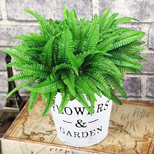 CATTREE Artificial Plants, Fake Persian Grass Plastic Plants Fern Leaves Shrubs Wedding Indoor Outdoor Home Garden Verandah Kitchen Office Table Centerpieces Arrangements Christmas Decoration 4 Pack