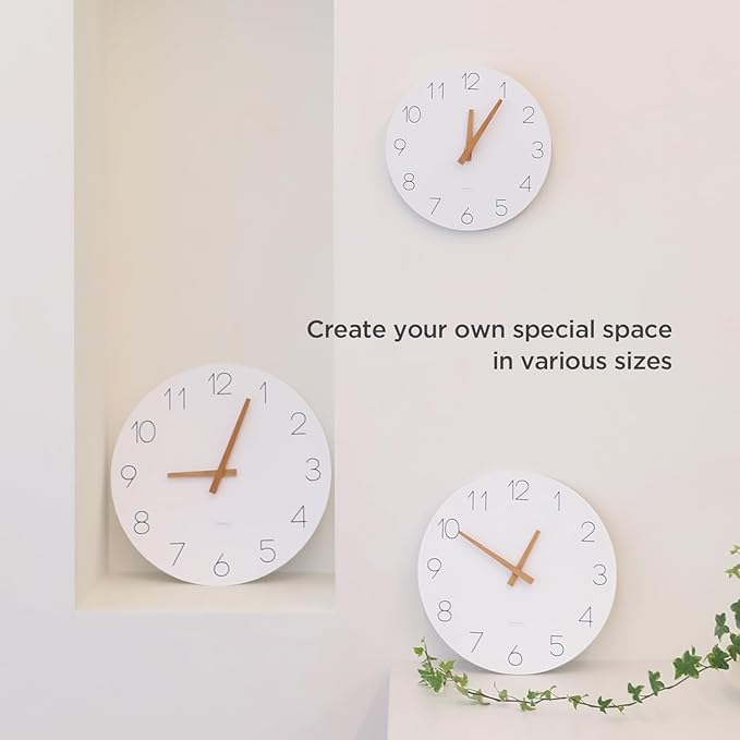 mooas Flatwood Wall Clock (Wood Big),13" Non-Ticking Sweep Movement Decorative Battery Operated Wooden Wall Clock for Home Living Room Kitchen Bedroom Office School