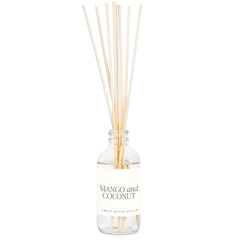 Sweet Water Decor Mango and Coconut Reed Diffuser Set - Pineapple, Mango, Orange, Coconut Milk Scented Diffuser for Home - Summer Home Decor and Air Freshener