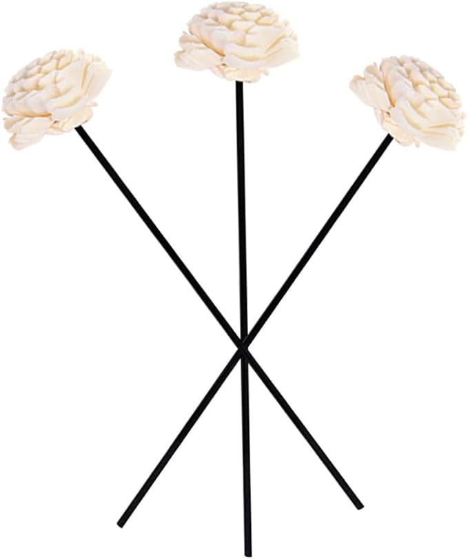 Amosfun 3Pcs Flower Rattan Reed Diffuser Sticks Essential Oil Aroma Diffuser Sticks Aroma Diffuser Sticks Replacement for Home Fragrance Aroma Oil (Black)