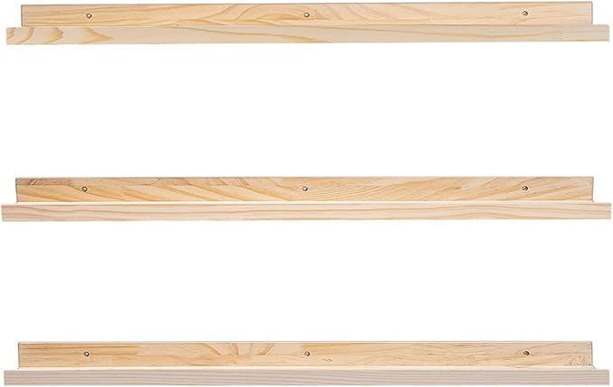 MBYD 48 Inch Floating Shelves Natural Wood, Wall Mount Picture Ledge Wooden Wall Shelf for Bedroom, Living Room, Office, Kitchen, Set of 3 Same Dimensions
