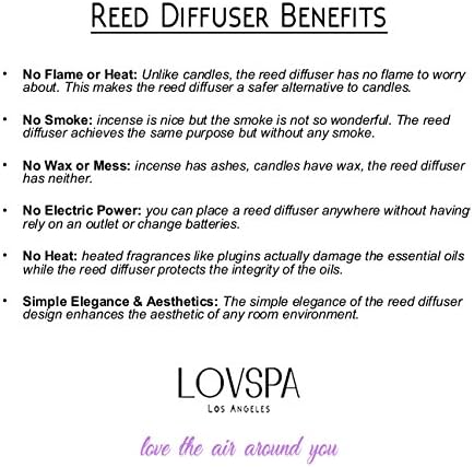 LOVSPA Unwind Peppermint & Eucalyptus Reed Diffuser Set - Stress Relief Aromatherapy Scented Sticks - Fresh Peppermint, Aromatic Eucalyptus & Vanilla, Aromatherapy for Your Home