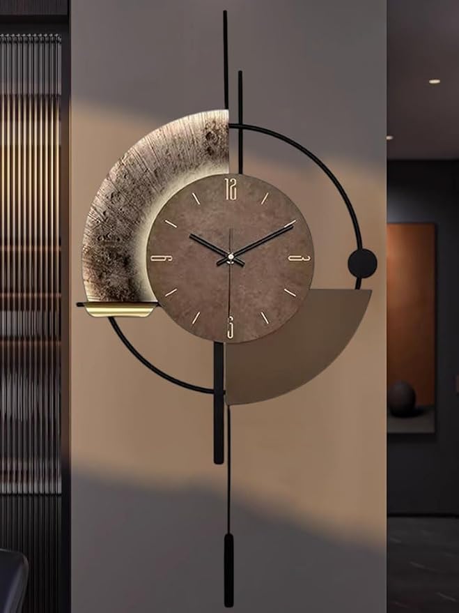 SIN&MI Wall Clock,Decorative Wall Clocks with Pendulum,Silent Quality Quartz Clock Battery Operated,Large Clock for Living Room,Kitchen,Home,Bathroom,Bedroom Wall Decor,16.5 * 31.5inch