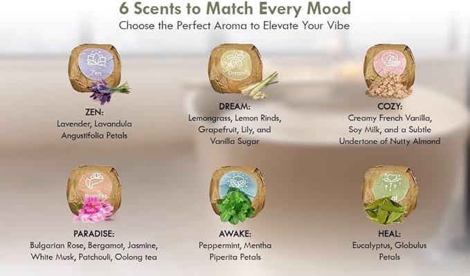 Earth Vibes Bath Bombs Gift Set - USA Made XXL Natural Bath Fizzies Infused with Essential Oils - Moisturizes Dry Skin, Organic Olive Oil, Coconut Oil, Epsom Salt - Women Men Kids - 6 x 5oz