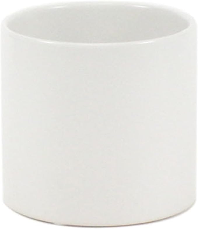 WGVI Matte White Ceramic Cylinder Vase Width 5.5" Height 5", Flower Arrangements, Candle Holder, Terrarium Planter Pot, Storage Container Organizer, Pen Brush Holder, Tabletop Decor, Bulk, 6 Pcs
