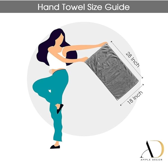 Ample Decor Hand Towel 18 X 28 Inch Pack of 6 600 GSM 100% Cotton,Oeko Tex Certified Soft Absorbent Thick Durable Premium Quality, for Hotel, Bathroom,Spa,Daily Use,Gym-Machine Washable-Beige
