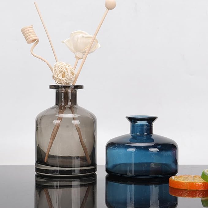 200 ml/6.7 oz Empty Glass Diffuser Bottles Refillable Aromatherapy Jar Container DIY Replacement Reed Diffuser Accessories Essential Oils Crafts DecoBlue
