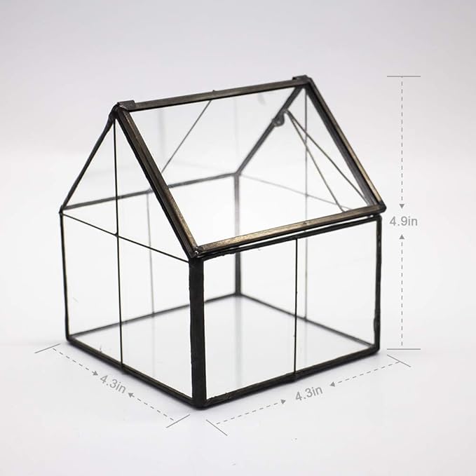 Ferrisland Glass Plant Terrarium Container Wardian Case Indoor Small Succulent Terrarium Planter w/Door for Tabletop Decor DIY - 4.9"x4.3"x4.3"