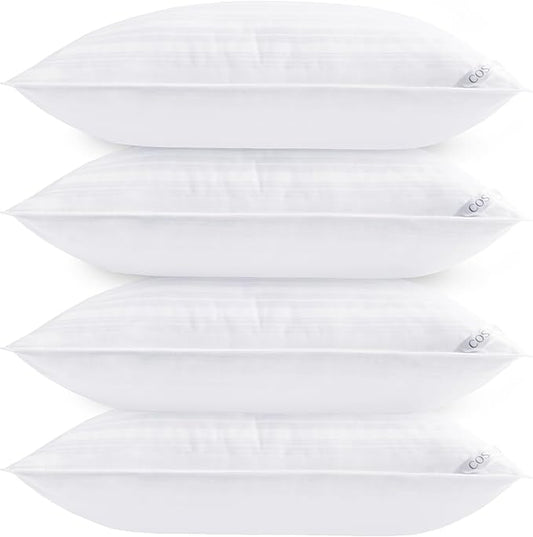 Cosmoluxe Bed Pillows for Sleeping 4 Pack, Hotel Collection Down Alternative Pillows Standard Size (20"x26") Set of 4 for Back, Stomach or Side Sleepers