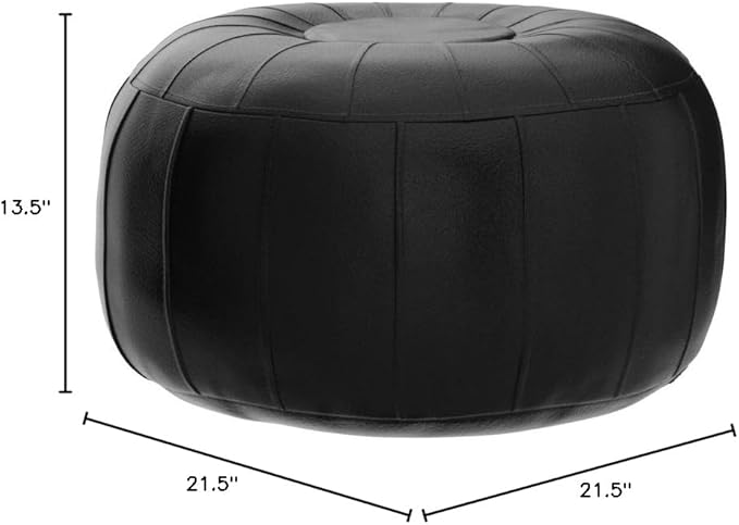 Thgonwid Unstuffed Moroccan Ottoman Pouf Cover, Ottoman Footstool Storage Solution, Bean Bag Chair, Foot Rest, Black