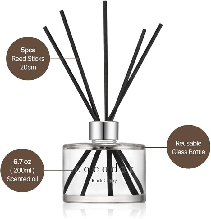 COCODOR Signature Reed Diffuser/Cedar Wood/6.7oz/1Pack / Home Fragrance Scent Essential Oil Stick Diffuser for Bedroom Bathroom Home Décor