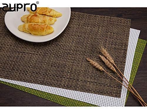 Zupro Placemats Set of 4 for Kitchen Dining Table Washable Braided Table Mats Heat-Resistant Placemats Non-Slip Woven PVC Vinyl Place Mats for Everyday use or Holidays Dinner BBQs 18"x12"(Coffee