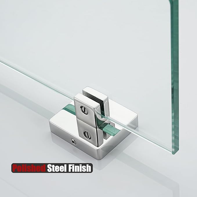 JQK Corner Glass Shelf, Polished Chrome Bathroom 304 Stainless Steel Shower Triangle Floating Wall Shelf, 10 x 10 Tempered Glass, 2 Pack, TGS290L10-CH-P2