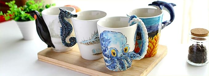 Hand-painted Animals Ceramic Mug (13.66oz) (Octopus)