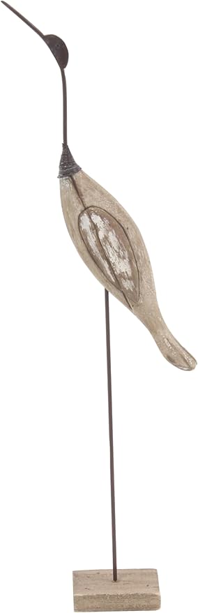 Deco 79 Wood Bird Decorative Sculpture Home Decor Statues, Set of 2 Accent Figurines 28", 34"H, Brown