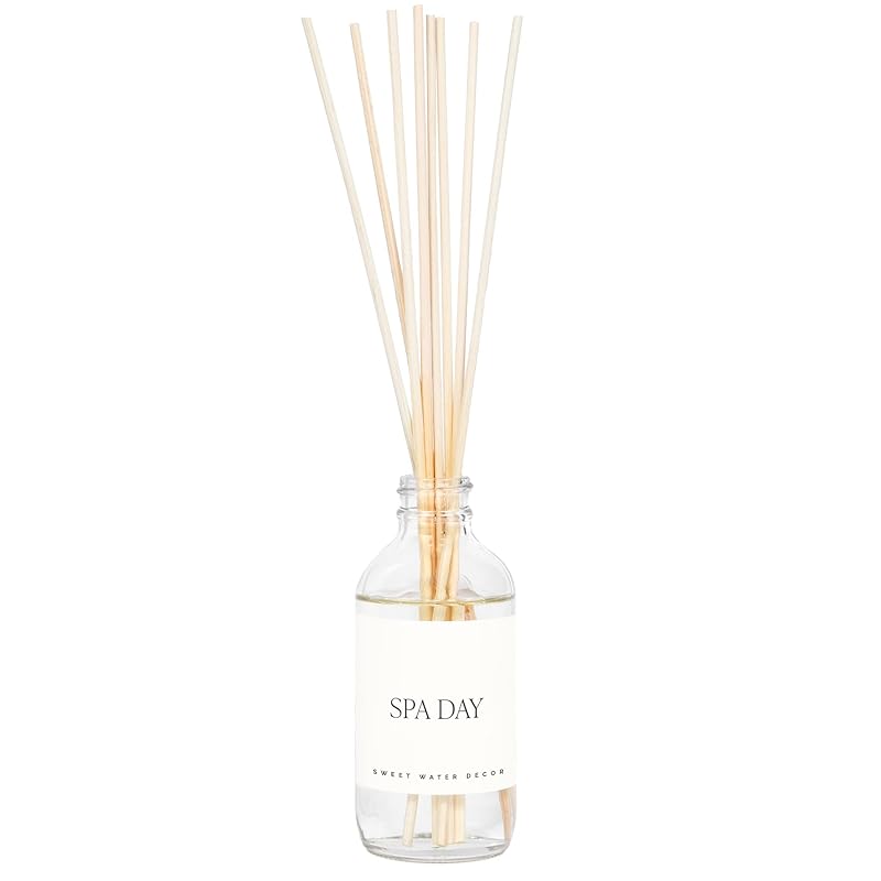 Sweet Water Decor Spa Reed Diffuser Set - Sea Salt, Wood, and Cream Scented Reed Diffuser for Home - Home Freshener Diffuser with Sticks - Long Lasting Fragrance, Made in the USA