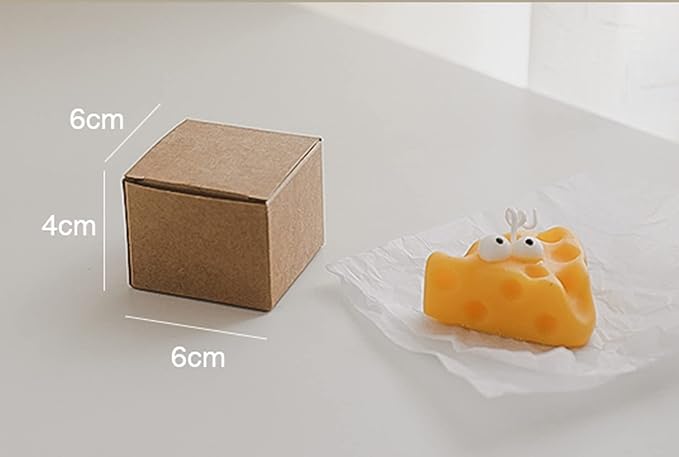 Cute Cheese Shaped Scented Candle,30G Aroma Soy Wax Decorative Candle for Table Photo Prop Birthday Gift,Prefect for Meditation Stress Relief Mood Boosting Bath