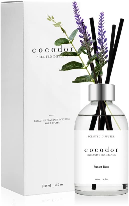 COCODOR White Label Lavender Diffuser/Sunset Rose/6.7oz(200ml)/Home Decor & Office Decor, Fragrance and Gifts, Aromatherapy