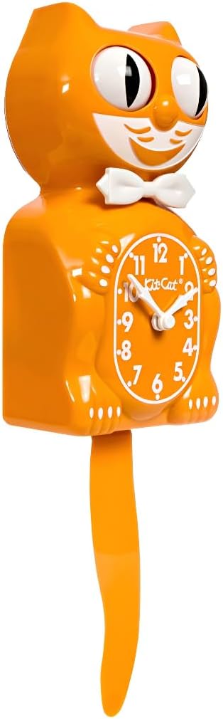 Kit-Cat Clock® Limited Edition Festival Orange - Iconic Retro Cat Clock with Moving Eyes and Tail, Battery Operated Wall Clock, Made in USA, Perfect for Home Decor, Modern Clock, Unique Gift