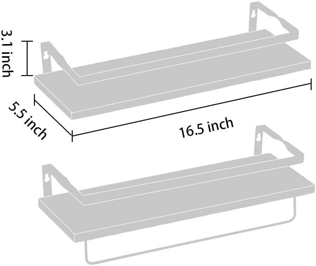 Coral Flower Floating Wall Mounted Shelves for Kitchen, Bathroom,Set of 2, 16.10inch, Brown