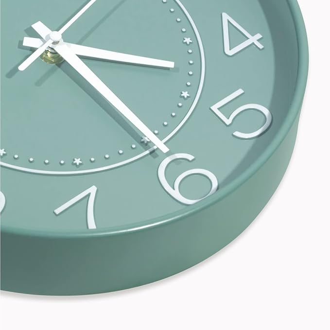 HZDHCLH 10 inch Small Wall Clock, Battery Operated, Silent, Mint Green, Modern Quartz Wall Clock for Living Room, Bedroom, Kitchen, Office, School Classroom Decor