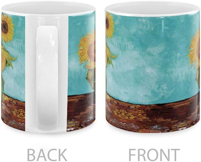 MUGBREW Classic Art Sunflowers Blue By Vincent Van Gogh Ceramic Coffee Mug Tea Cup, 11 OZ