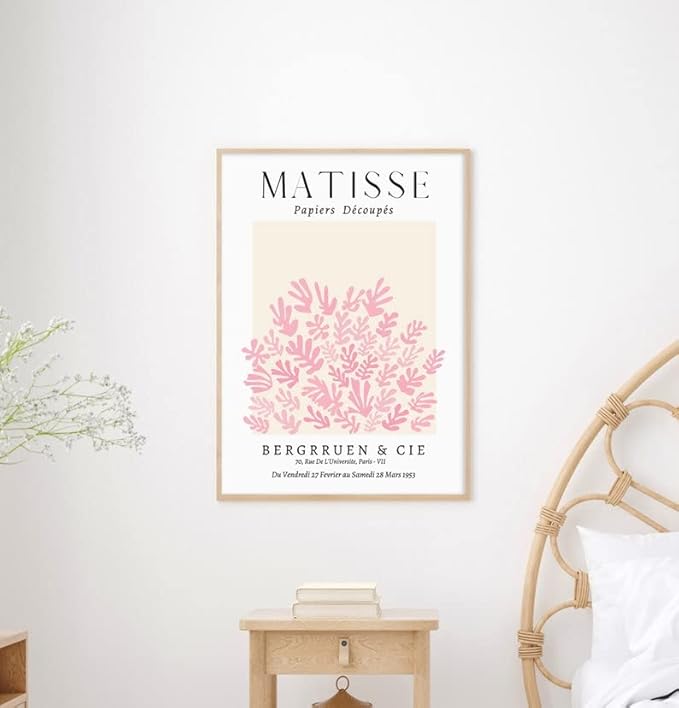 Matisse Wall Art Decor Set of 3,Abstract Matisse Wall Art Exhibition Posters,Unframed sage Pink wall art,Truly Quality Canvas Prints for 12x16in,Art Poster Decoration for Kitchen,